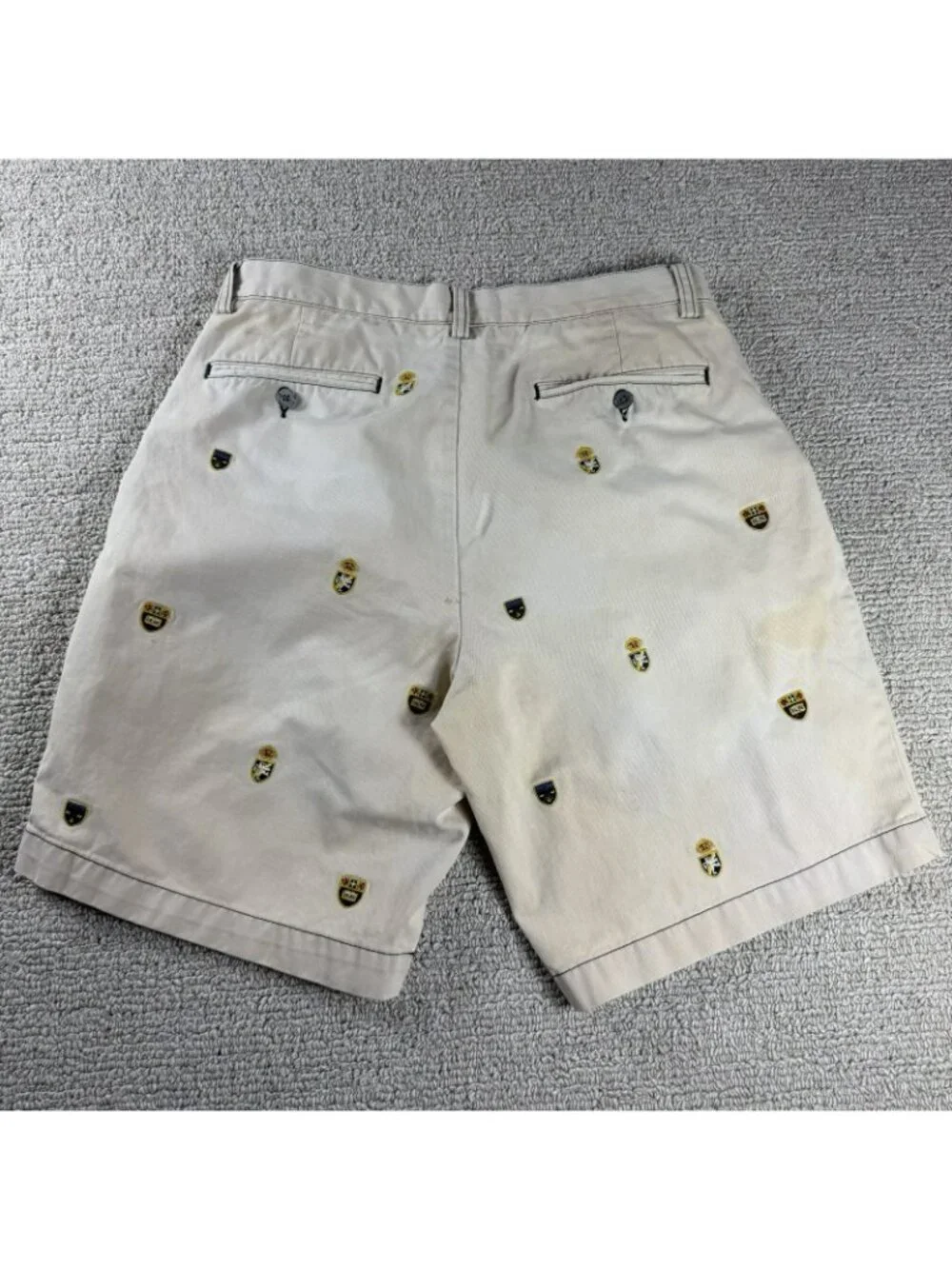 Polo Ralph Lauren Embroidered Shield Distressed Shorts Beige Men’s Size 32 x 9